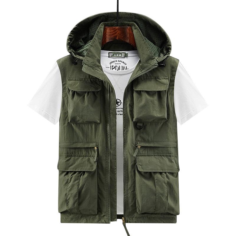 Fishing Hat - Colete Casual Masculino com Múltiplos Bolsos,